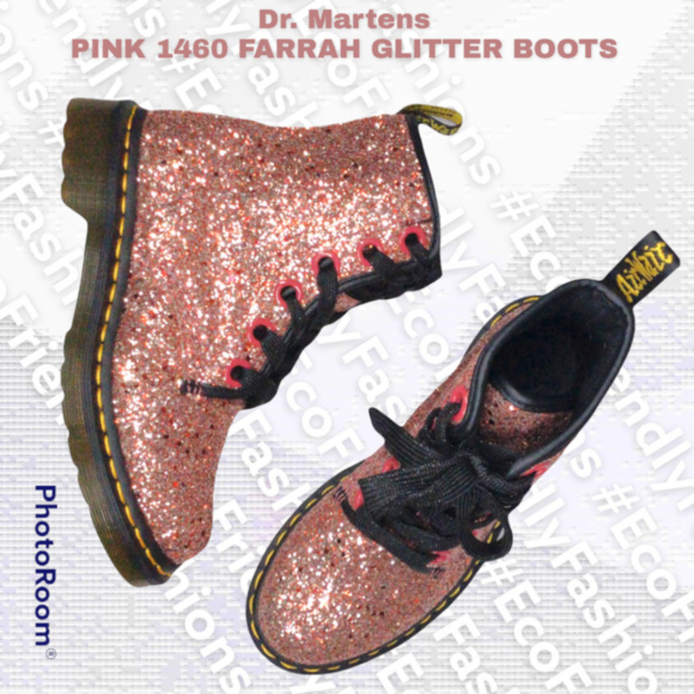 Dr. Martens Women's PINK 1460 FARRAH GLITTER BOOTS Size 5